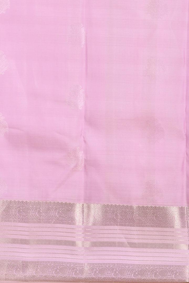 Carnation Pink and Lilac Lavender Retta Patta Border pure kanchi silk saree