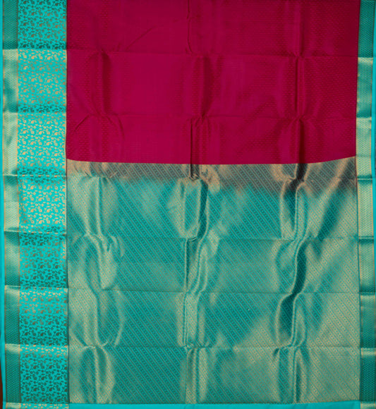 Wine Maroon And Teal Green Pure Touch Silk Saree