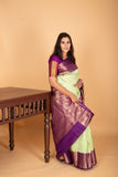 Pista green and Orchid Purple Traditional kanchi pure silk saree