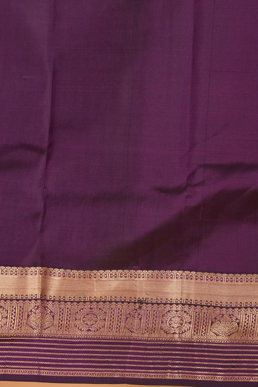 Pumpkin orange and Eggplant Purple Butta weave kanchi pure silk saree