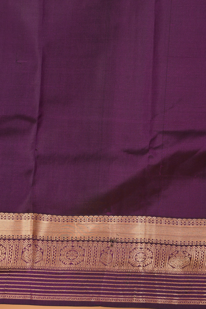 Pumpkin orange and Eggplant Purple Butta weave kanchi pure silk saree