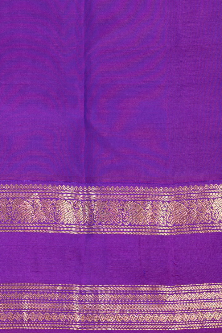 Milagai Pazham Red and Blue Violet Retta Patta Border pure kanchi silk saree