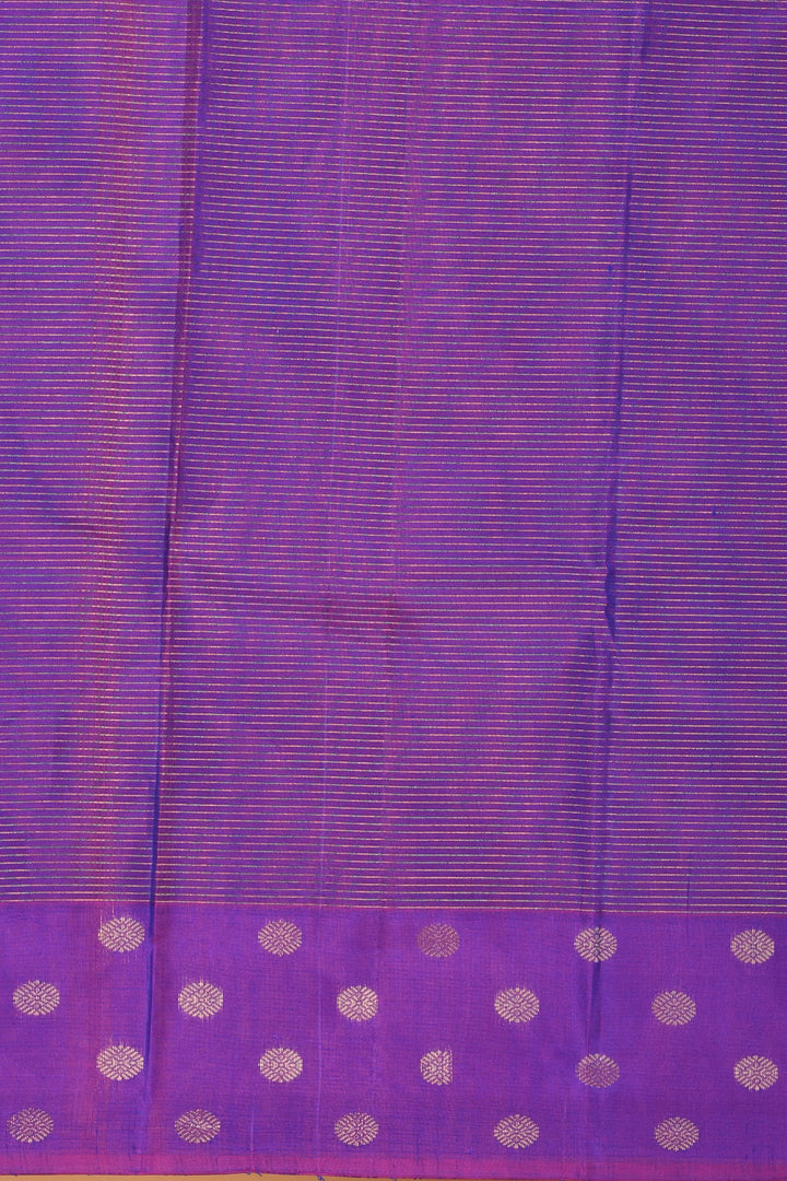 Royal Blue and Violet zari striped pure kanchi silk saree