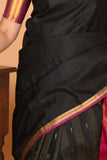 Black and Rani pink partly pleats pure kanjivaram silk saree