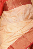 Cream white and Bright Red Butta pure kanchi silk saree