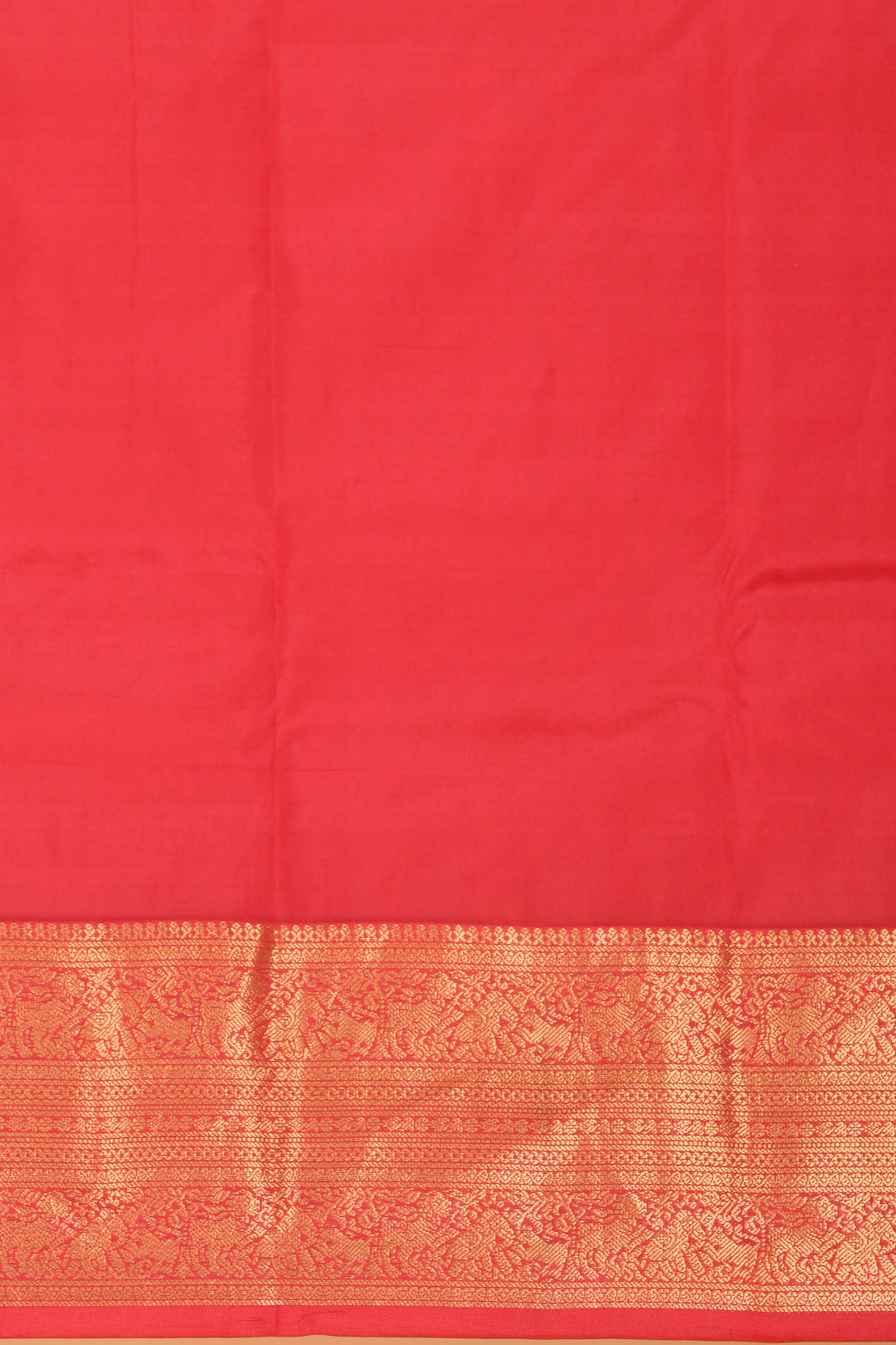 Cream white and Bright Red Butta pure kanchi silk saree