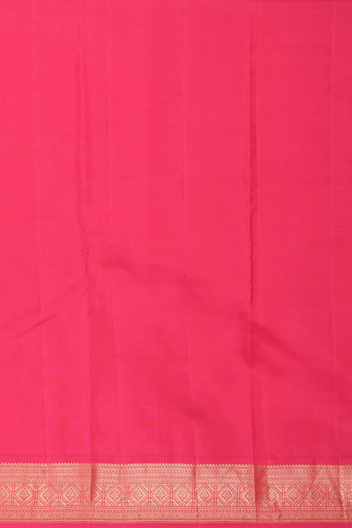 Bone White and Rani pink Small Border pure kanjivaram silk saree