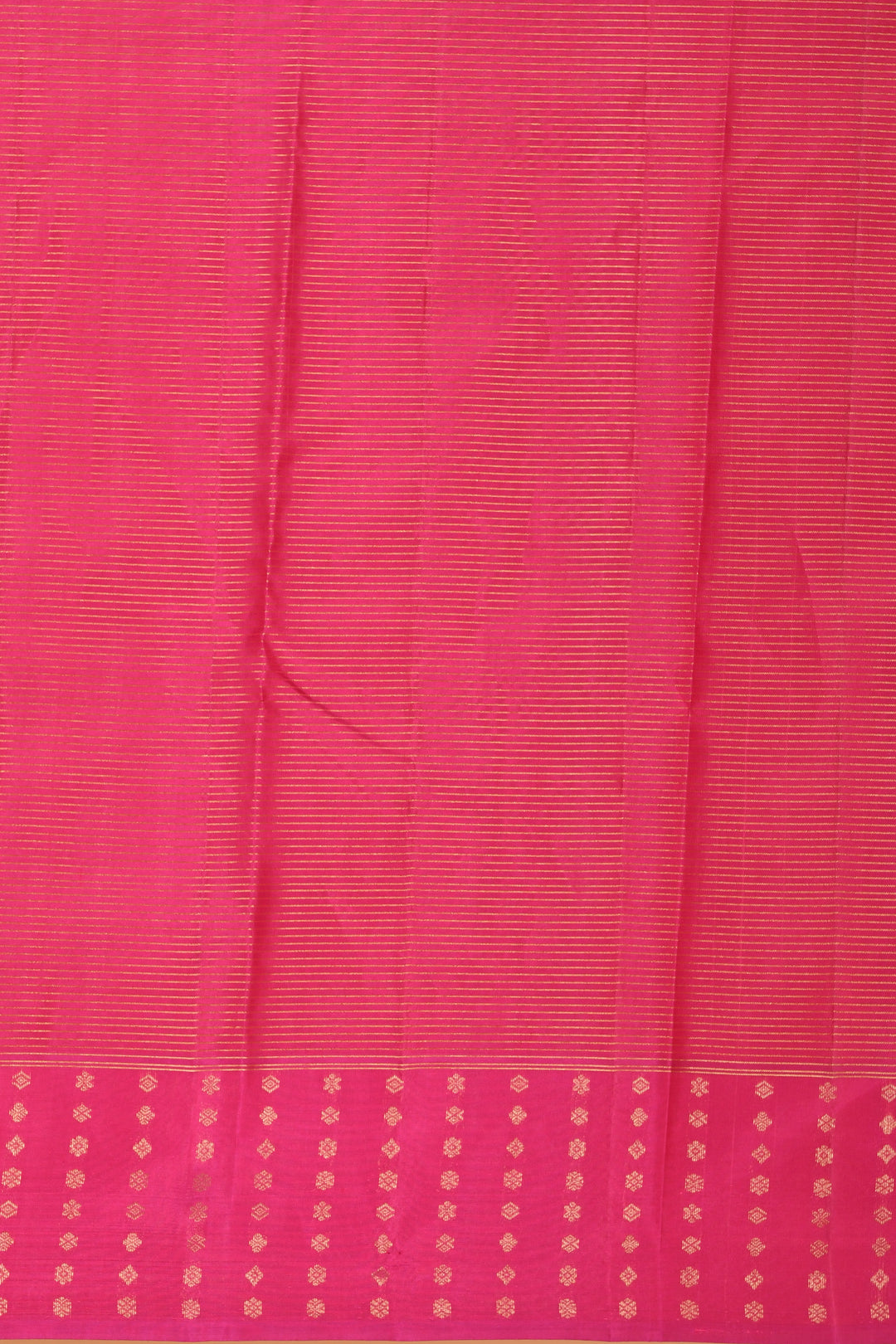 Dual Tone Orange and Rani pink zari striped pure kanchi silk saree