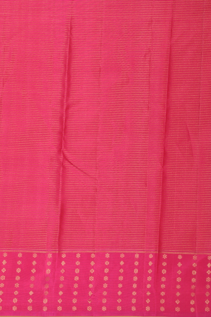 Dual Tone Orange and Rani pink zari striped pure kanchi silk saree