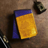 Golden Blue Brocade Silk Saree