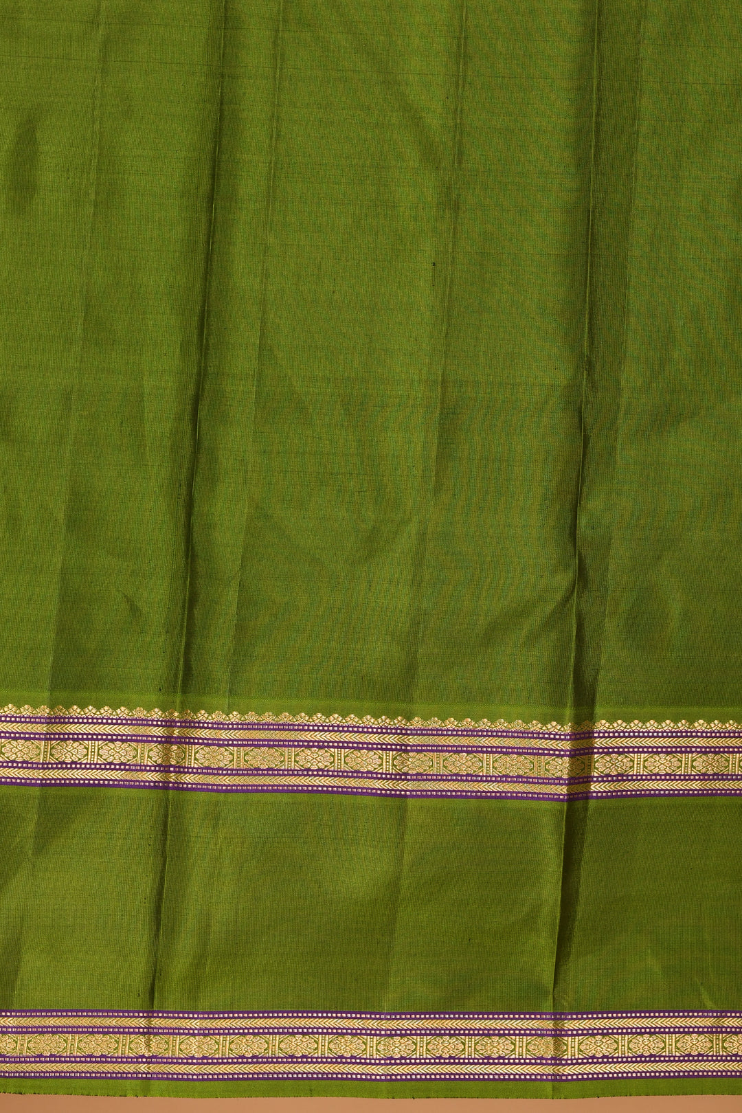 Grape Purple and Forest Green Retta Patta Border pure kanchi silk saree