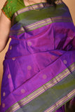 Dual Tone Violet and Dual Tone Green Retta Patta Border pure kanchi silk saree