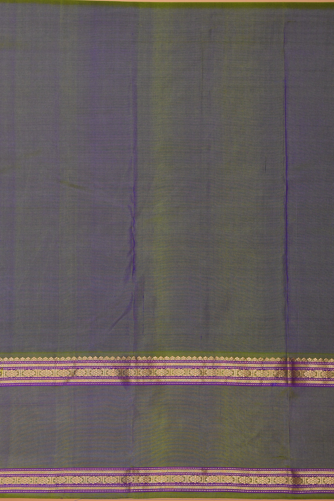Dual Tone Violet and Dual Tone Green Retta Patta Border pure kanchi silk saree