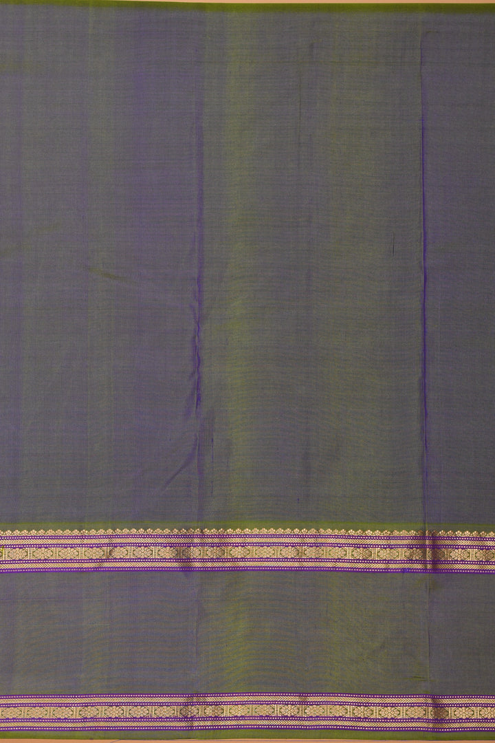 Dual Tone Violet and Dual Tone Green Retta Patta Border pure kanchi silk saree