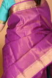 Wildberry Purple and Aqua Blue Tissue pure kanjivaram silk saree