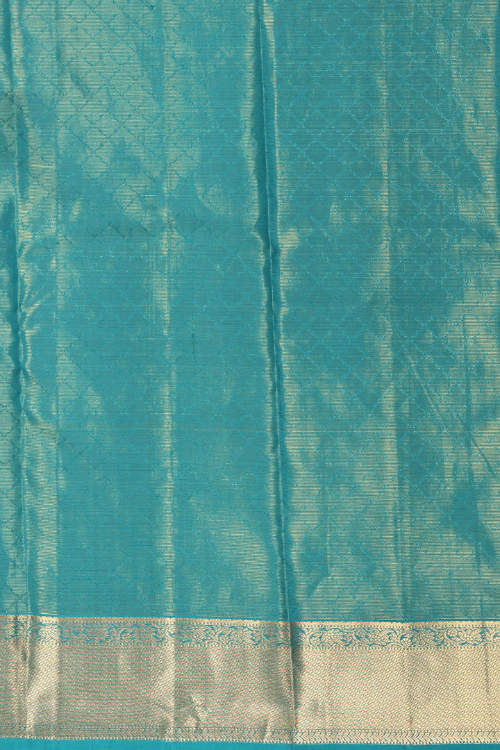 Wildberry Purple and Aqua Blue Tissue pure kanjivaram silk saree