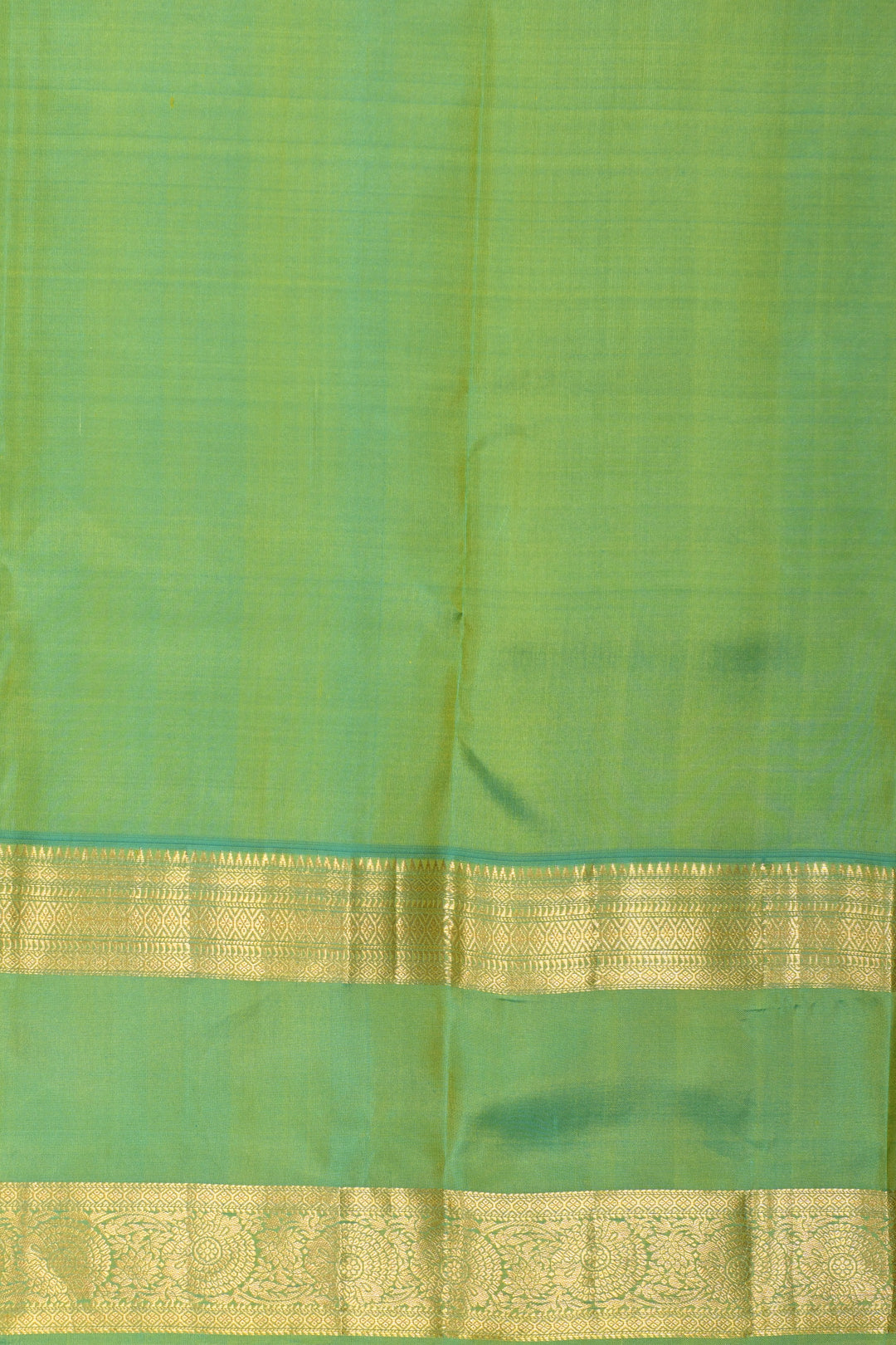 Apple Green and Dual Tone Blue Butta Pure kanchi silk saree