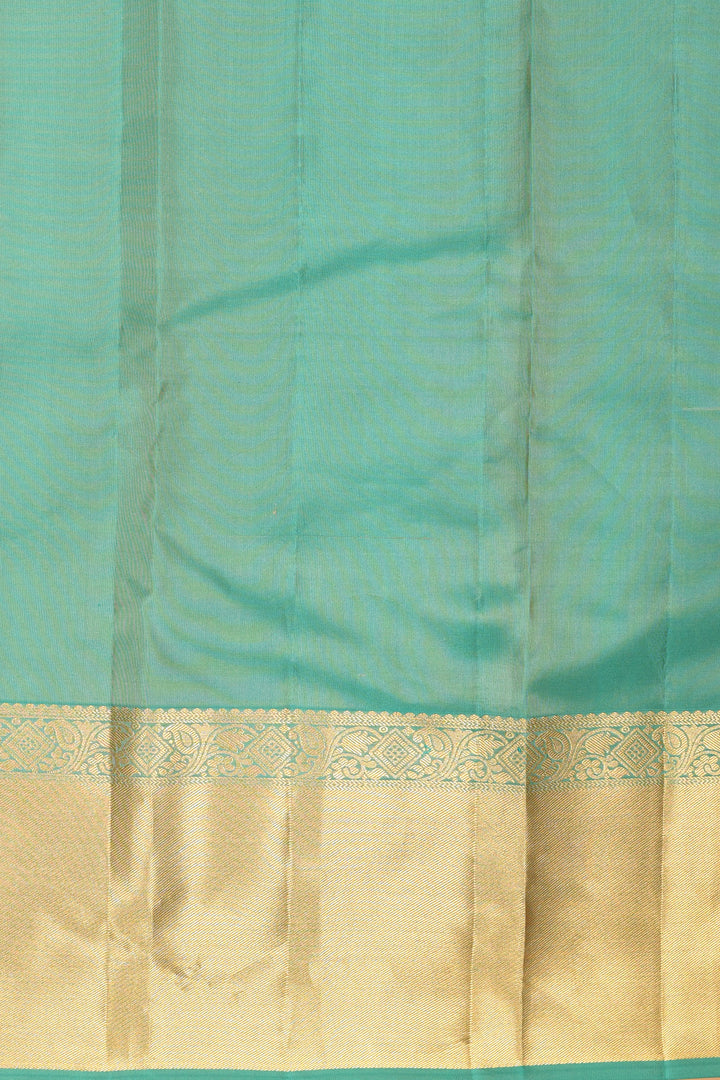 Beige and Dual Tone Blue checked pure kanjivaram silk saree