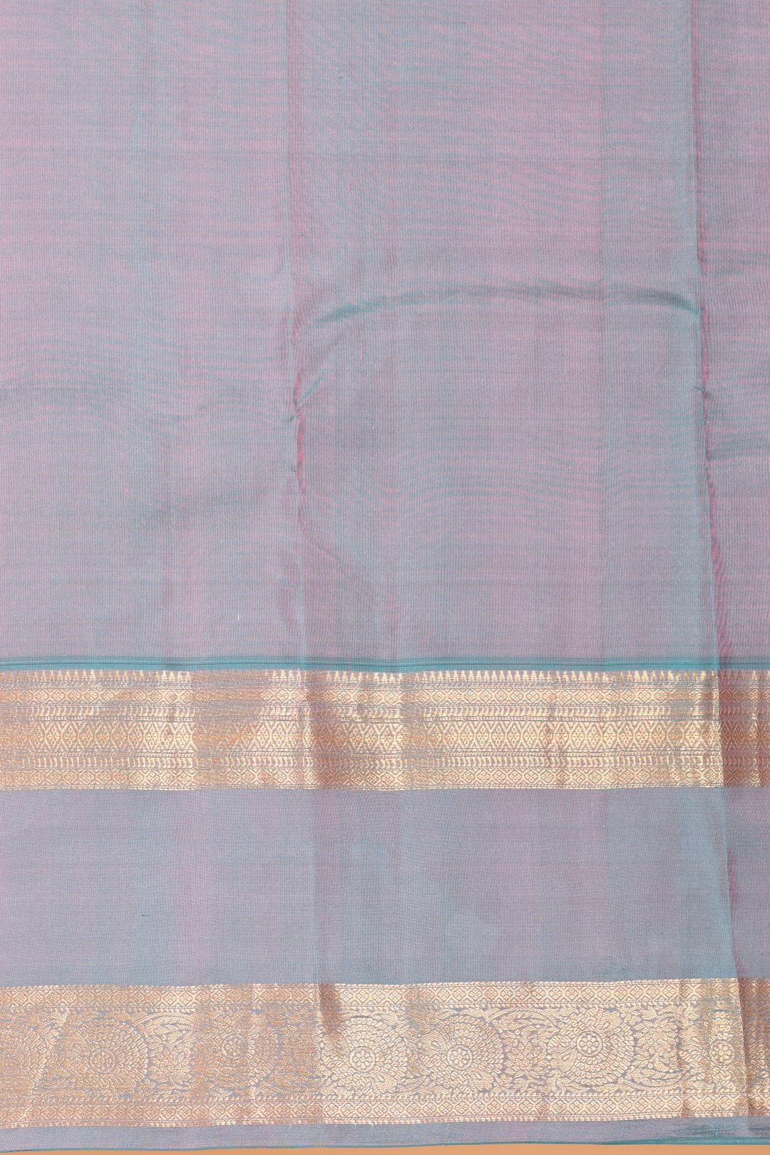 Paneer Rose Pink and Dual Tone Blue Retta Patta Border pure kanchi silk saree