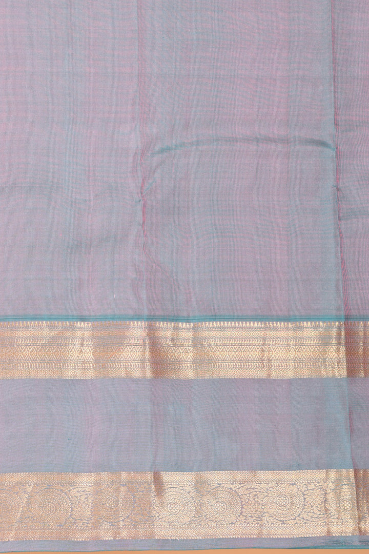 Paneer Rose Pink and Dual Tone Blue Retta Patta Border pure kanchi silk saree