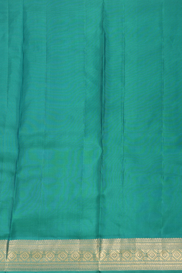 Brownish Pink and Tiffany Blue Butta pure kanchi silk saree