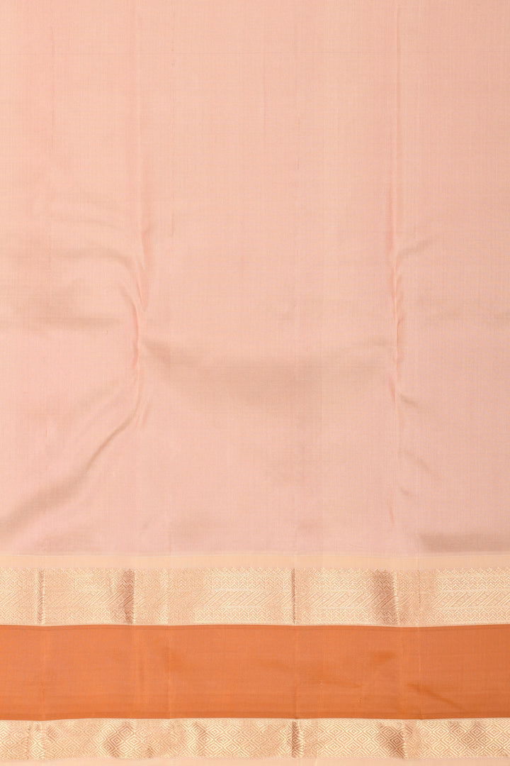 Pastel Green and Pastel Pink Retta Patta Temple Border pure kanchi silk saree