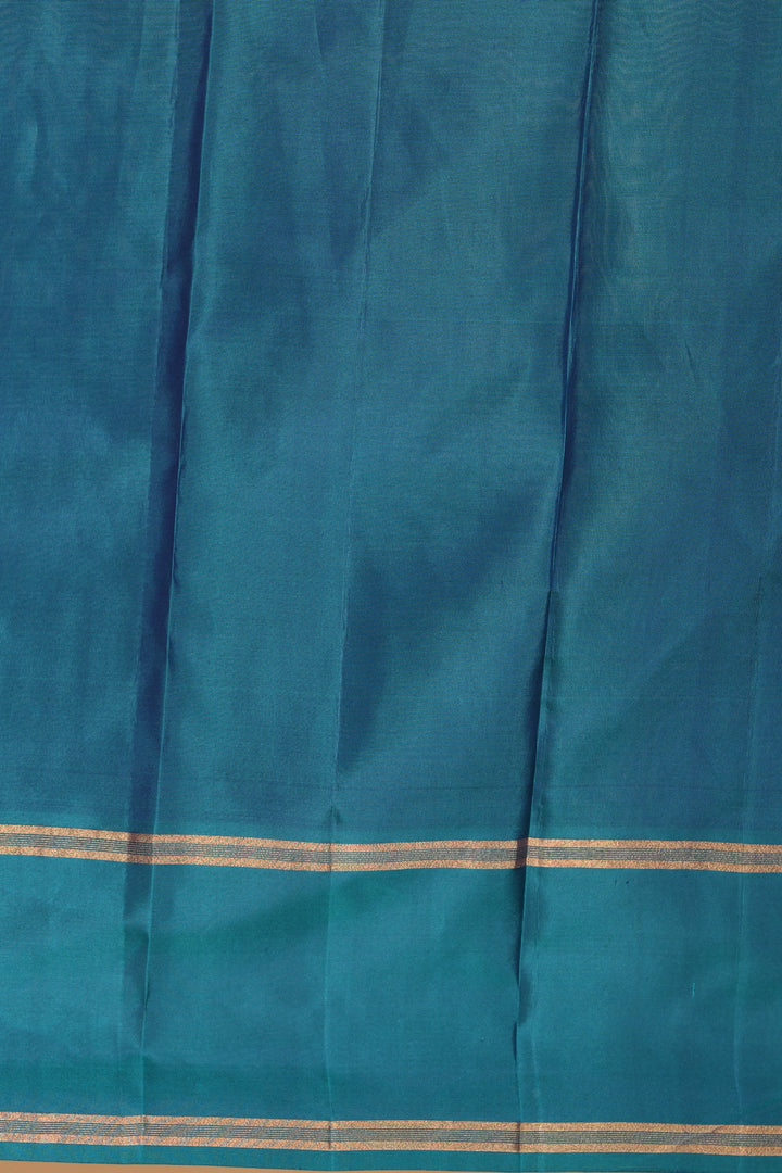 Peacock Blue Butta pure kanchi silk saree