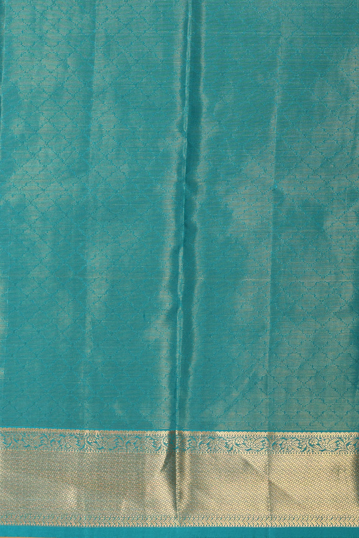 Candy Pink and Aqua Blue Tissue pure kanjivaram silk saree