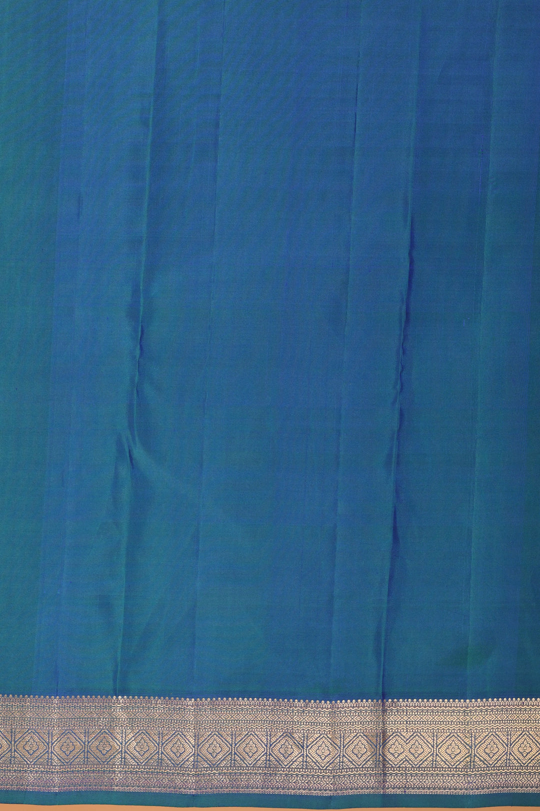 Paneer Rose Pink and Peacock Blue Small Border kanchi pure silk saree