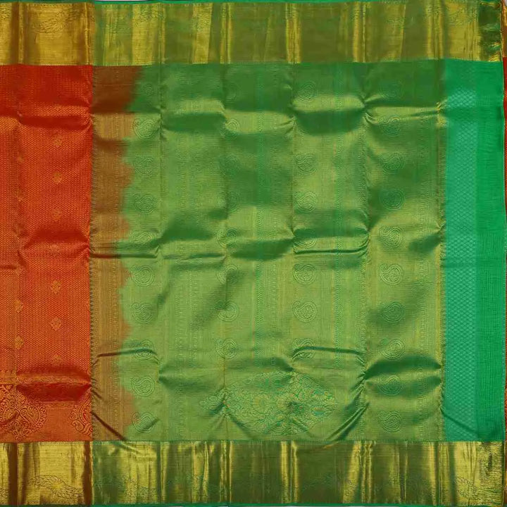 Red and Green Bridal Brocade Silk Saree