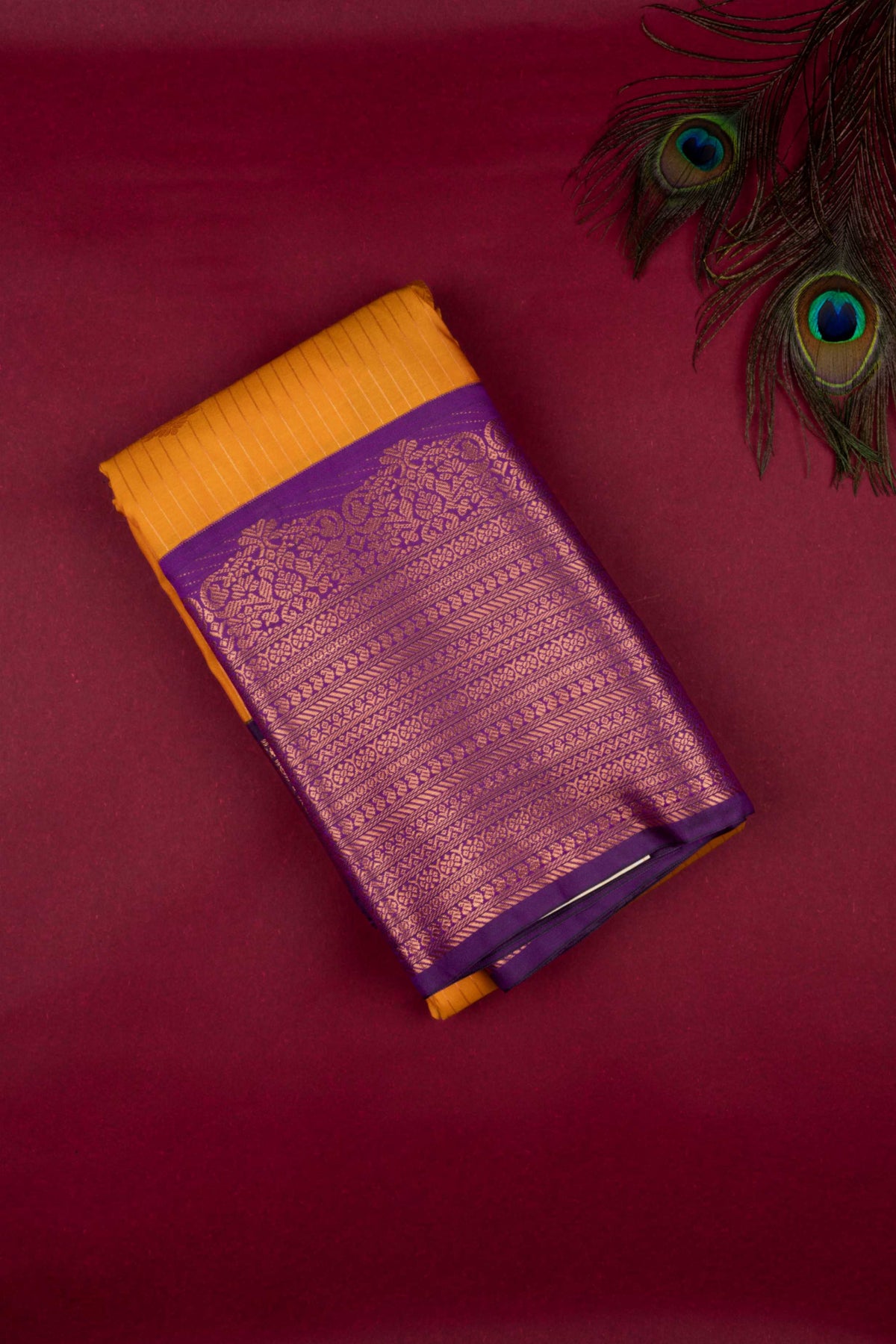 Mustard Purple Semi Silk Saree