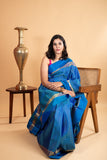 Peacock blue vairaoosi silk saree