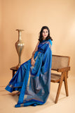 Peacock blue vairaoosi silk saree