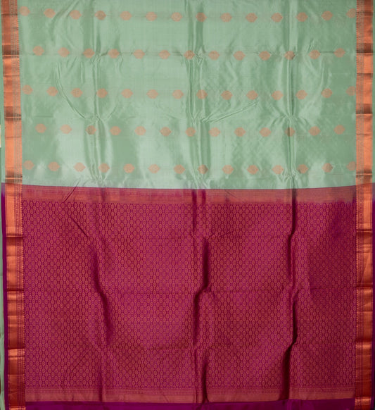 Pastel Green and Violet Pure Touch Silk Saree