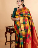 Multicolour kanjivaram pure silk saree