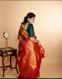 Multicolour kanjivaram pure silk saree