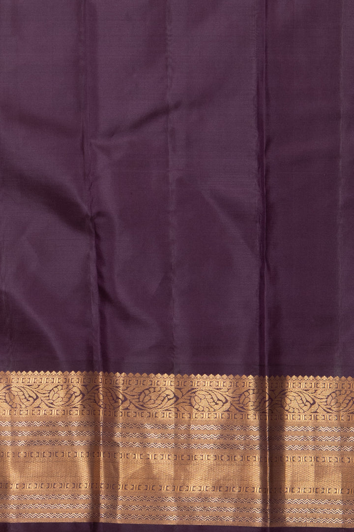 Kelly green and jamun purple korvai pure silk saree