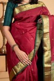 Maroon pure silk saree