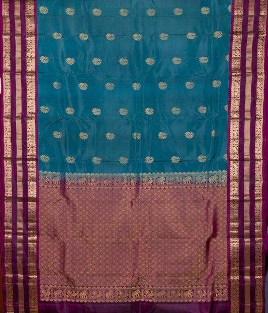 Greyish Blue Pure Touch Silk Saree