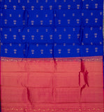 Blue And Pink Borderless Pure Touch Silk Saree