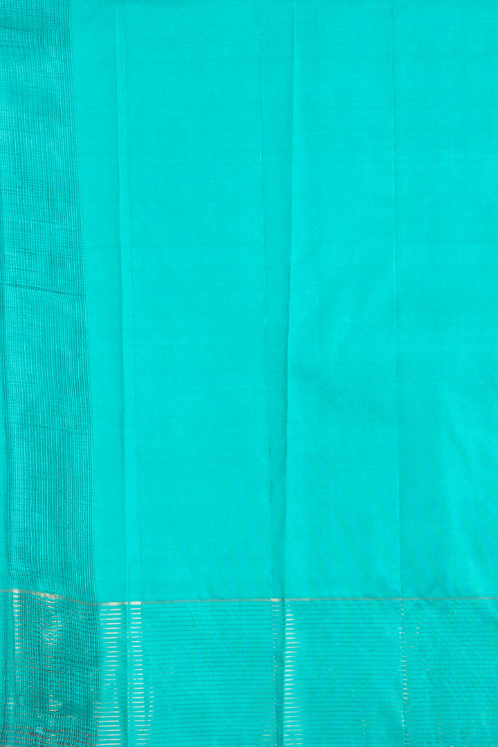 Moss Green And Turquiose Pure Soft Silk Saree