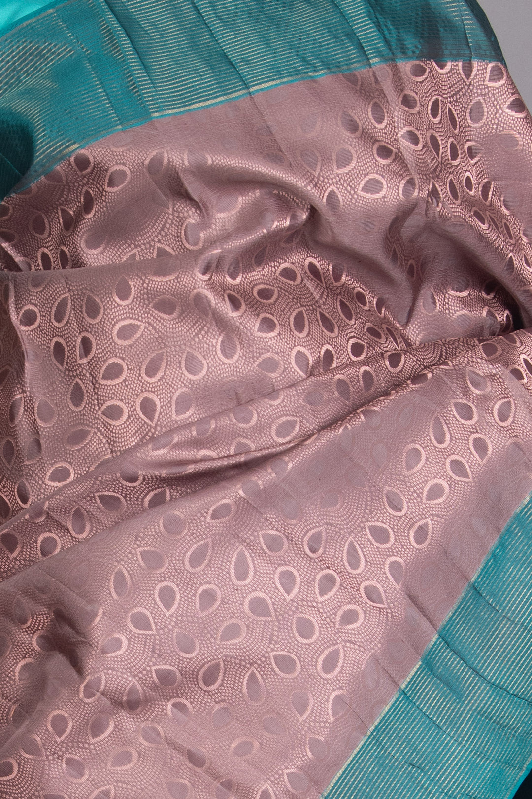 Warm Greay And Teal Pure Soft Silk Saree