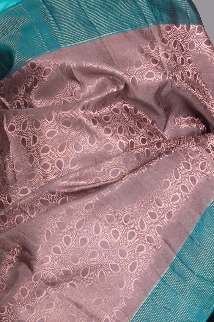 Warm Greay And Teal Pure Soft Silk Saree