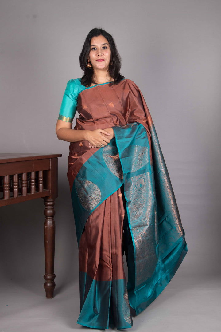 Light Brown Designer Pure Silk Saree