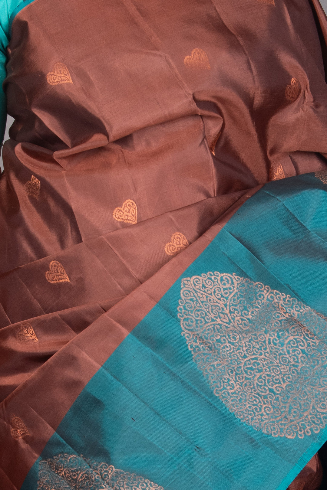 Maroon And Teal Designer Soft Silk Saree