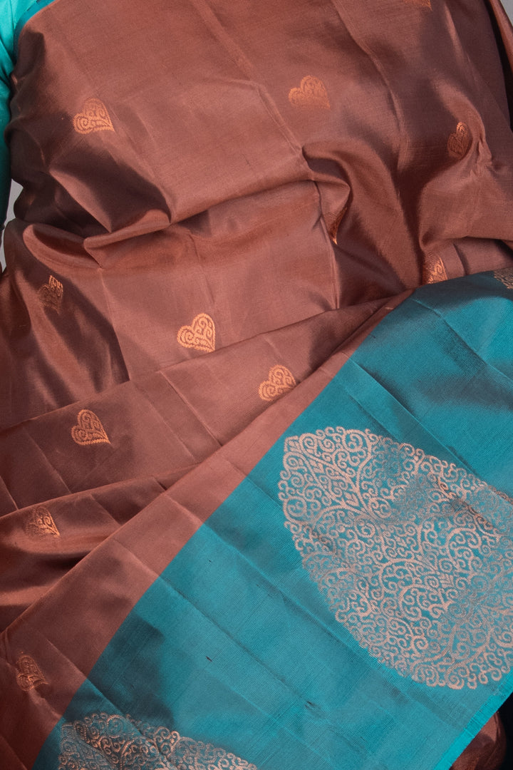 Maroon And Teal Designer Soft Silk Saree