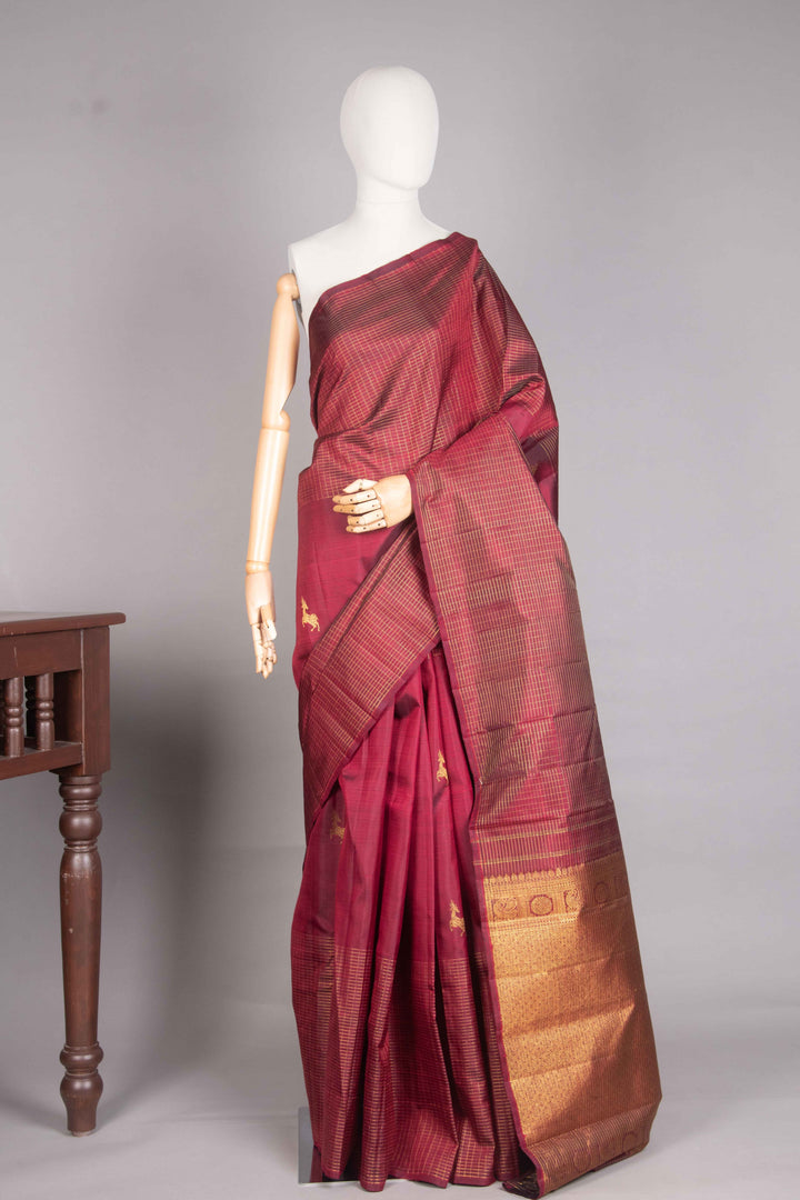 Maroon Traditional Kanjipuram Silk Saree