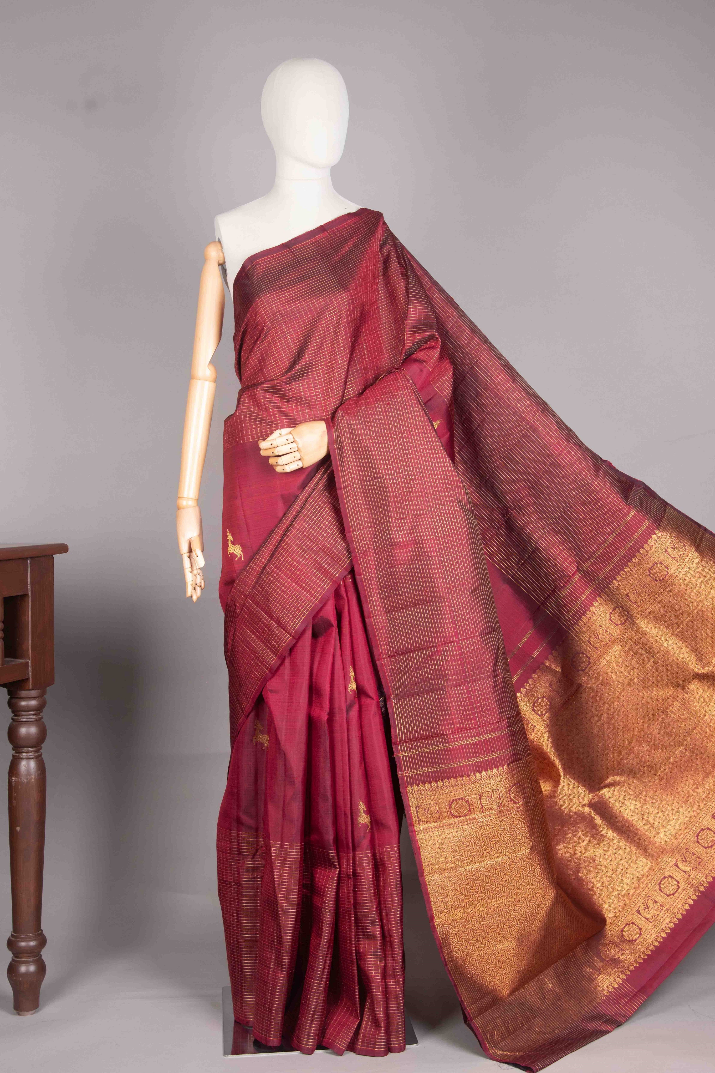 Maroon Traditional Kanjipuram Silk Saree