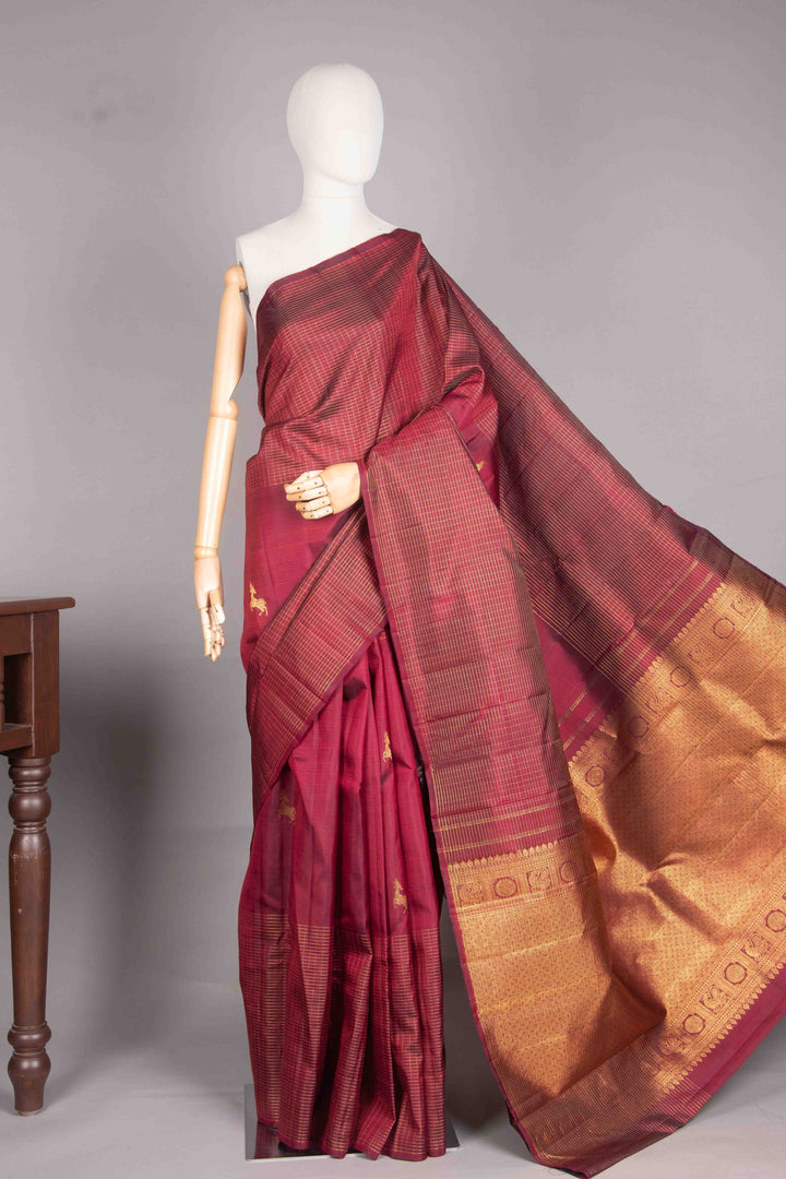 Maroon Traditional Kanjipuram Silk Saree