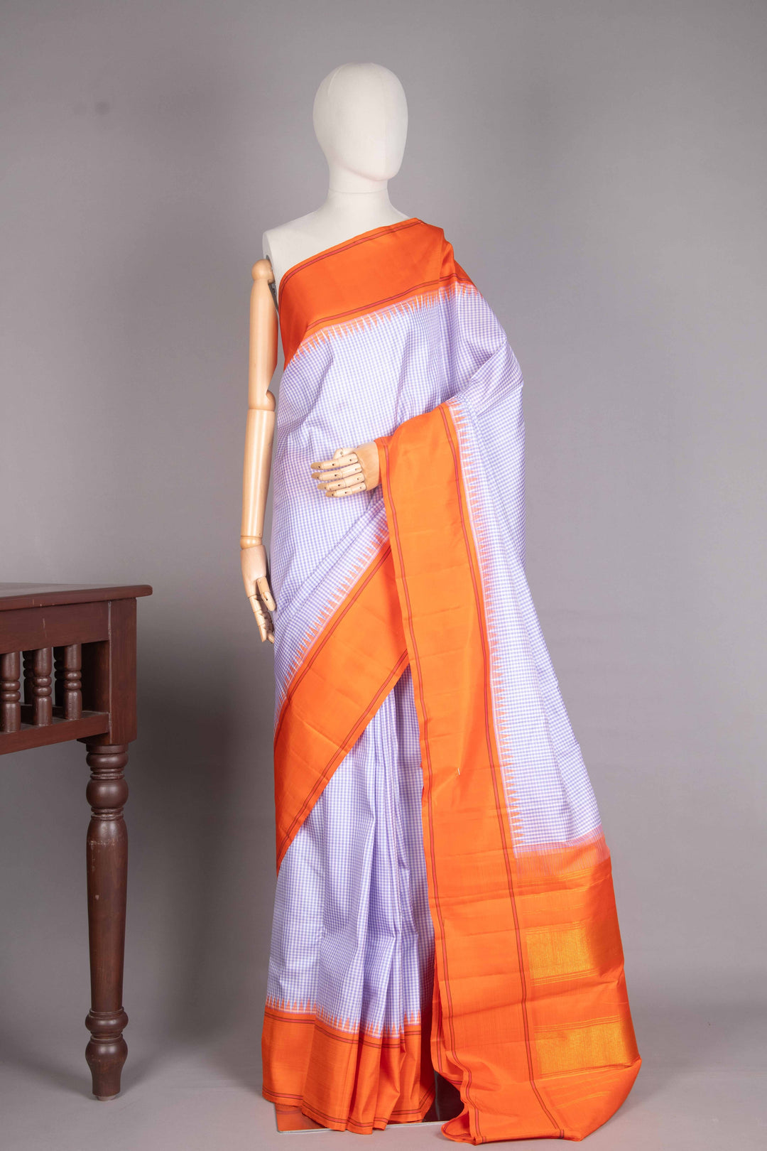 White And Lavender Paalum Pazhamum Kanjipuram Silk Saree